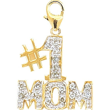 Women's 0.1 Carat T.W. Diamond 14kt Yellow Gold #1 Mom Clip-On Charm