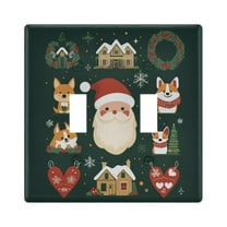 Yayeee Toggle Light Switch Wall Plate 2-Gang 4.56"x4.48" Decorative Outlet Cover, Green Christmas