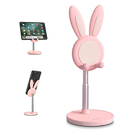 Semfri Cell Phone Stand Angle Height Adjustable Cell Phone Stand for Desk Cute Rabbit Phone Holder Stand for Desk Compatible with All Mobile Phones iPhone Samsung Pixel iPad Tablet