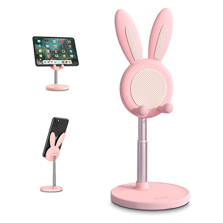 Cell Phone Stand,Angle Height Adjustable Cell Phone Stand for Desk,Cute Rabbit Phone Holder Stand for Desk, Compatible with All Mobile Phones,iPhone,Samsung,Pixel,iPad,Tablet