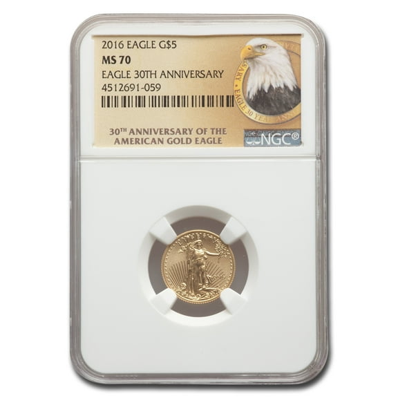 2016 1/10 oz Gold Eagle MS-70 NGC (30th Anniversary, Eagle Label)