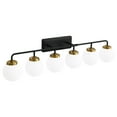 thumbnail image 4 of Deyidn 6-Light Modern Vanity Light, Black and Gold Bathroom Light Fixture with Milk White Glass Globes, 45 Inch Bathroom Wall Sconce for Mirror, 4 of 11