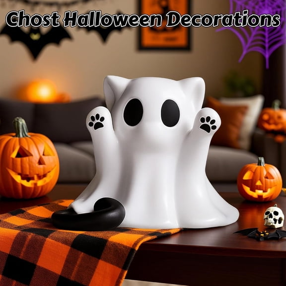 Halloween Ghost Figurine, Spooky Resin Ghost Statue, Cute Ghost Halloween Decoration for Home and Office Desktop Decor Display Ornaments