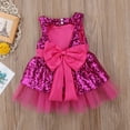 thumbnail image 3 of Douhoow Kids Baby Girls Princess Party Dress 12M 18M 24M 3T 4T Sleeveless Big Bow Hollow Back Sequins Tulle Dress, 3 of 8