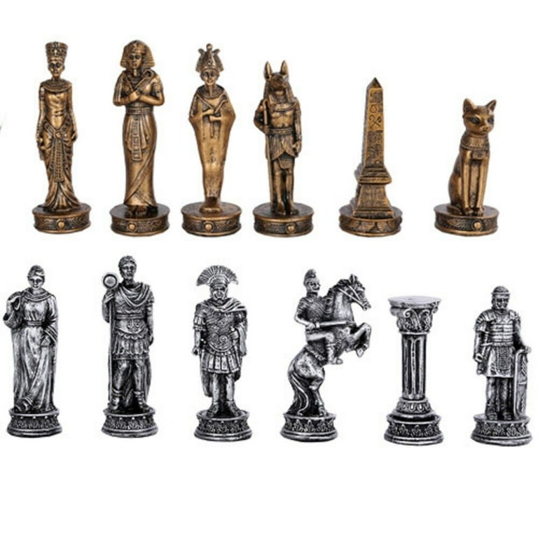 Pacific Trading Elegant Egyptian vs Roman Chess Set with Unique 