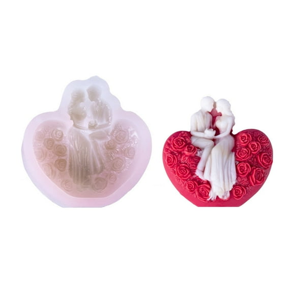 Rose Heart Shape Silicone Candle Molds Wedding Theme Candle Molds for Epoxy Resin Candle Soap Chocolate Fondant Molds