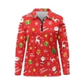 thumbnail image 4 of Yuyamidu Santa Claus Long Sleeve Golf Shirts for Woman Reindeer Athletic Tennis Shirts Red Quarter Zip Workout T-shirts Joyous Christmas Pullover Size 2XL, 4 of 8