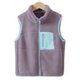 thumbnail image 5 of WMTBSRSW Boys Fleece Vest Casual Color Block Sleeveless Jaclets Stand Collar Full Zip up Coat Thermal Winter Warm Waistcoat Outwear 8-9Years, 5 of 6