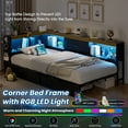 thumbnail image 6 of Lusimo Twin Corner Bed Frame with Bookcase Storage and LED Lights & Charging Station, Metal Platform Bed Frame with Storage Drawers Underneath for Bedroom, Black, 6 of 12