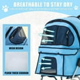 thumbnail image 4 of 4 Wheels Pet Stroller Foldable Dog Stroller Cat Stroller with Cup Holders& Storage Basket for Small Medium Dogs, Blue, 4 of 9