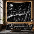 thumbnail image 6 of Three Wolves Leaping on Rocky Ledge Against Moonlit Peaks, Adventurous Fantasy for Wildlife Enthusiasts, Mystical Mountain Scene Art, Housewarming Gift, Tapestry Wall Hanging for Bedroom and Dorm, 6 of 7