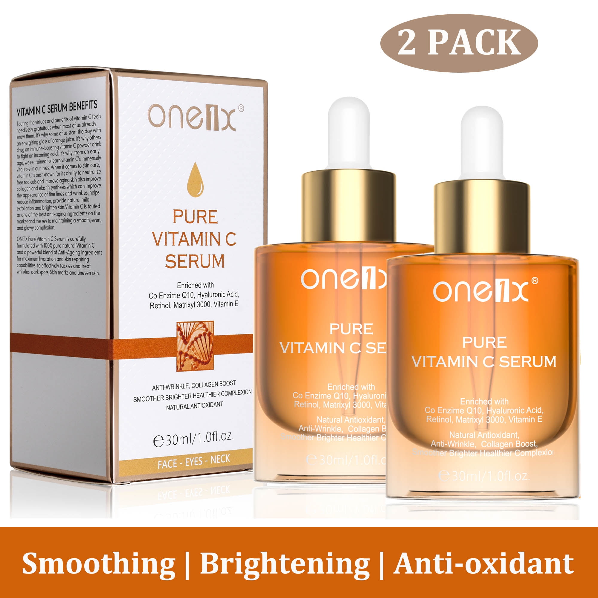 One1X 2 Pack Vitamin C Face Essence Serum Anti Wrinkle Collagen Boost