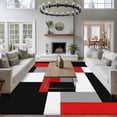 thumbnail image 4 of Rectangle Area Rug 6x9ft,Red Gray Color Block Washable Carpet Non-Slip Runner Accent Rugs Indoor Floor Mat for Bedroom Living Room Decor,Modern Minimalist Style, 4 of 9