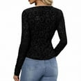 thumbnail image 4 of Xdegoge Lace Tops For Women V Neck Sheer Mesh Long Sleeve Shirts Button Front Blouse Floral Crochet Layering Dressy Casual Going Out Outfits, 4 of 9