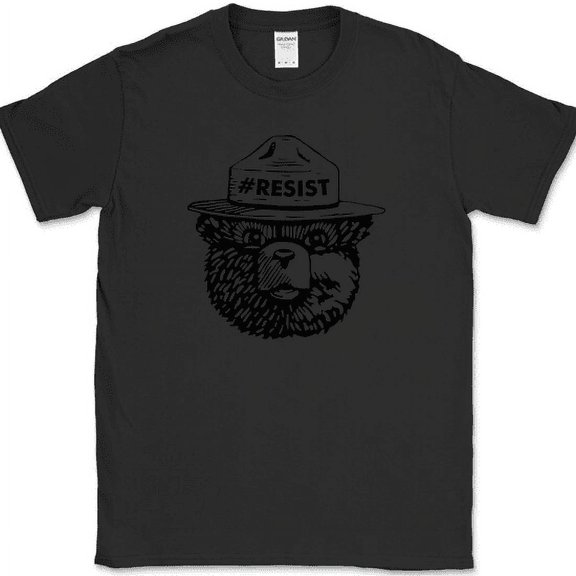 Smokey the Bear Resist T-Shirt Funny Classic Forest Fires Humor Novelty Tee - Black, S