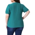 thumbnail image 4 of Women's Plus Tops Hollow Casual V Neck Short Sleeve Summer Blouse Shirts 3X Cyan, 4 of 6