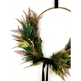 thumbnail image 6 of Modern Olive Leaf Hoop Wreath - 18in Circular Metal Base with Green Velvet Ribbon - Minimalist Winter & Holiday Greenery Decoration, 6 of 9