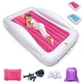 thumbnail image 1 of Sleepah Inflatable Toddler Travel Bed – Inflatable & Portable Bed Air Mattress Set –Blow up Mattress for Kids with High Safety Bed Rails. Set Includes Pump, Case, Pillow & Plush Toy (Coral), 1 of 6