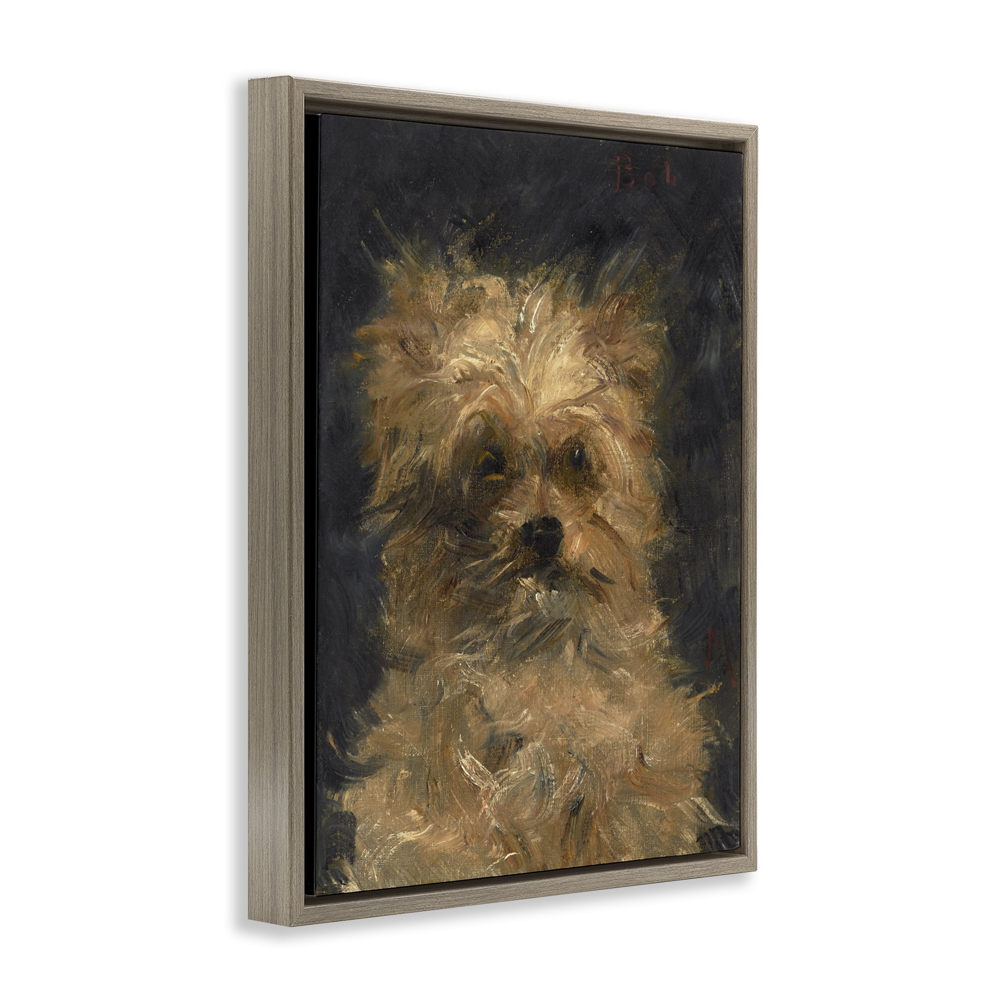 Stupell Industries Edouard Manet Dog Portrait Brown Framed Floater Canvas Wall Art, design by Lil' Rue