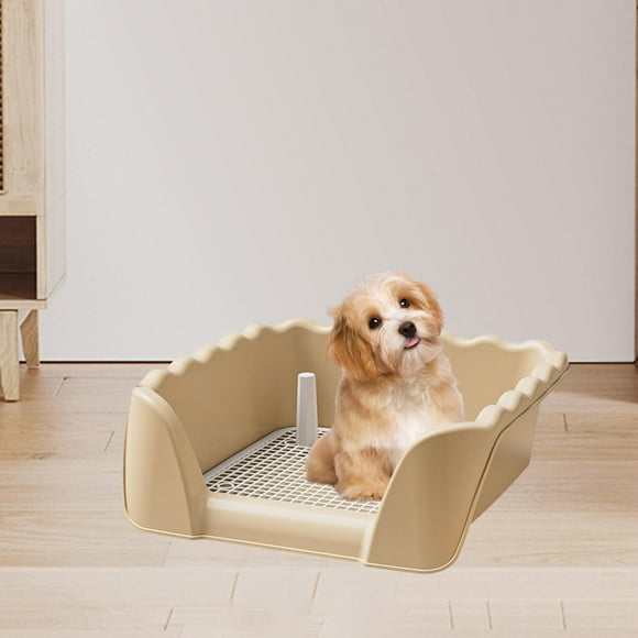Caja de arena para inodoro para perros, valla elevada desmontable, bandeja para orinal de entrenamiento extraíble para conejos, otras mascotas, , Café