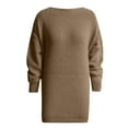 thumbnail image 4 of Sentmoon Casual Sweater Dress for Women Off Shoulder Holiday Dresses for Women Cold Shoulder Fashion Knitted Short Dresses,OverSized Stylish A-line Dresses Coffee S, 4 of 4