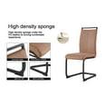 thumbnail image 4 of Faux Leather Dining Chairs Set of 4, Modern Upholstered Kitchen Chair with High Back and U-shaped Metal Legs, Armless Side Chair for Dining Room, Living Room, Brown, 4 of 7
