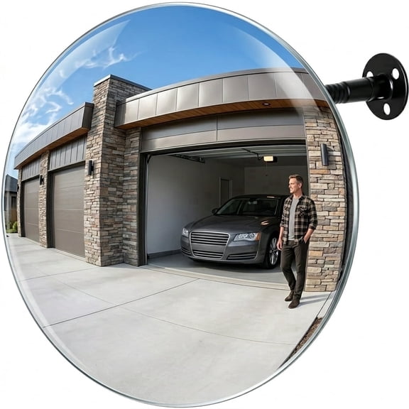 Convex Mirror Frameless, 11.65 Inches Adjustable Acrylic Wide Angle View, Indoor Outdoor Corner Security Traffic Mirror