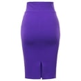 thumbnail image 3 of A2Y Women's Basic Solid Ponte Knee Length Slit Techno Span High Waist Pencil Skirt Purple 3XL, 3 of 3