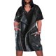 thumbnail image 1 of Black Leather Jacket Loose Pocket Dress Aesthetic clothing summer dress womens 2025 women clothes, 1 of 6