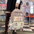 thumbnail image 4 of Women Cute Hit Color Backpack Student Canvas Knapsack with Pendant (Purple), 4 of 9