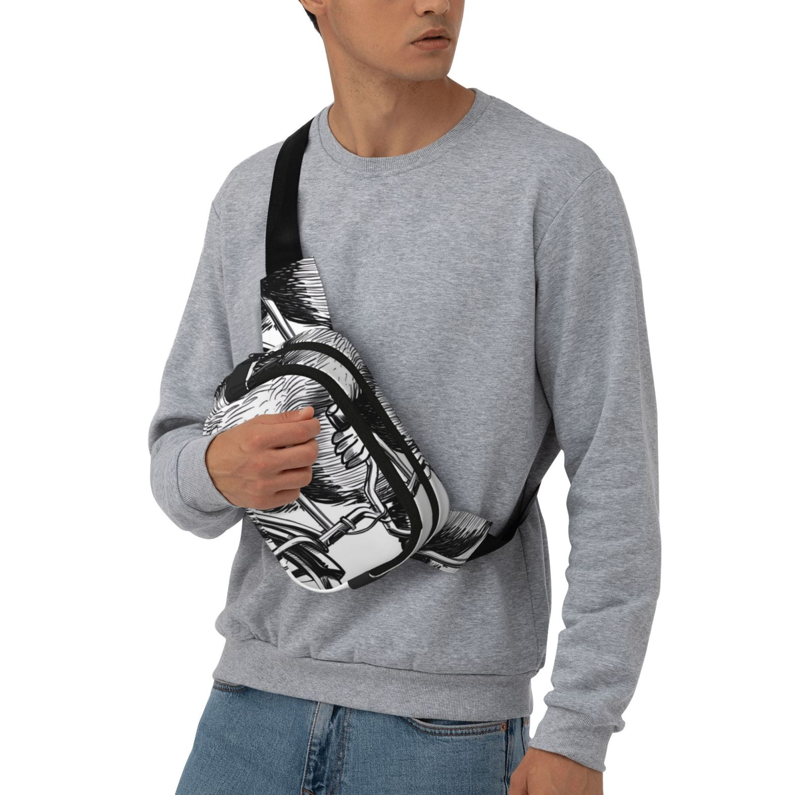 Picia Capybara Riding Bicycle Print Square Double-Layer Waist Bag Mini Adjustable Waist Belt Bag Exercise Running Travel Hiking