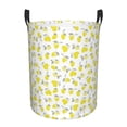 thumbnail image 1 of Balery Yellow Lemon Leaves Cesta de ropa redonda con asas, impermeable, independiente, para ropa, juguetes, dormitorio y familia-Small, 1 of 6