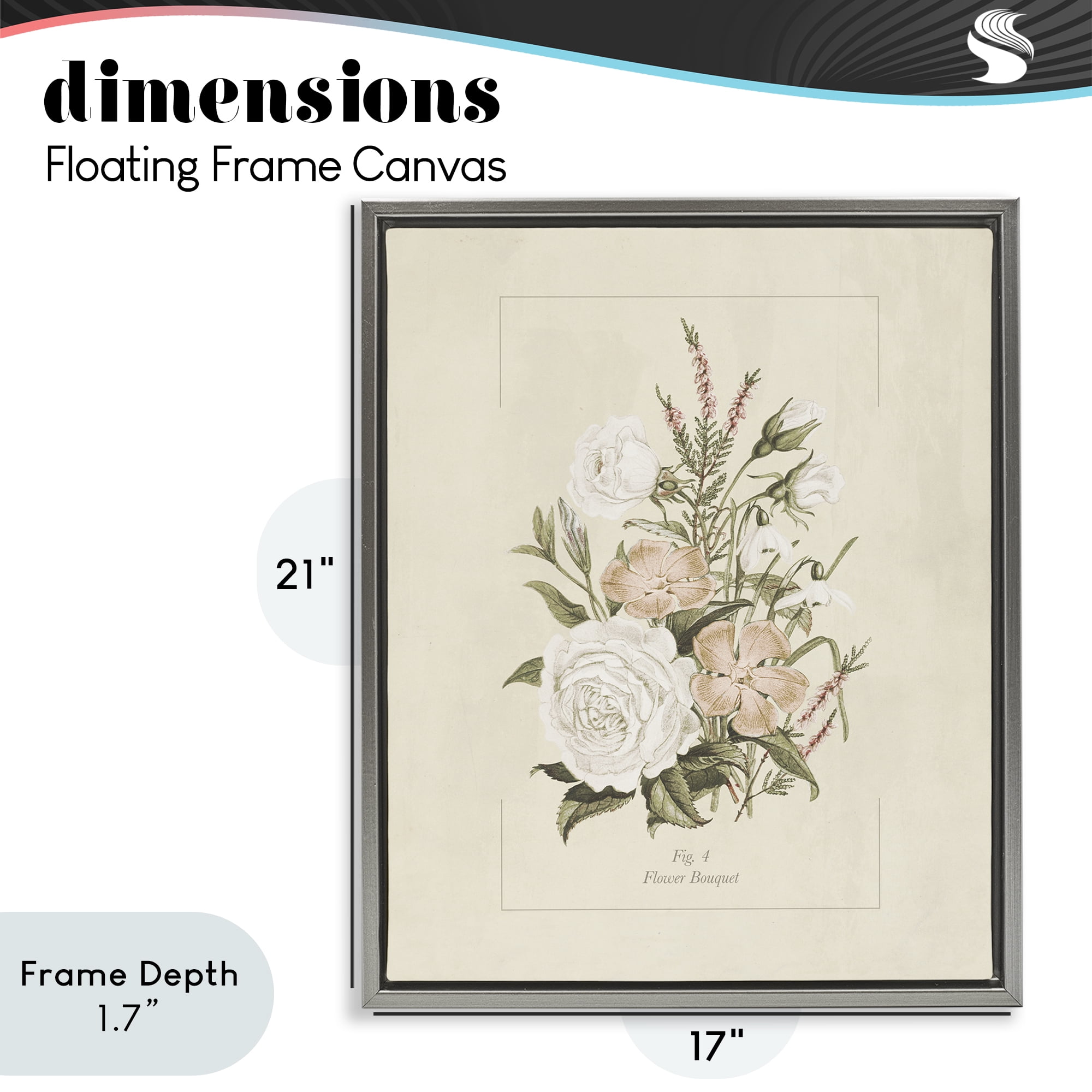 Stupell Industries Neutral & Soft Bouquet Study Gray Framed Floater Canvas Wall Art, design by Dan Meneely