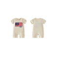 thumbnail image 2 of BemeyourBBs Newborn Baby Boy Girl 4th of July Outfit Summer Clothes Infant Baby Patriot Independent Day Clothes Waffled Stripes Romper Short Sleeve American Flag Embroidery Jumpsuit Bodysuit Playsuit, 2 of 9