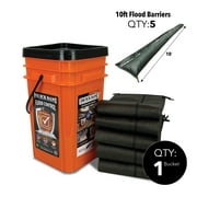 Quick Dam Grab and Go Flood Kit, 5-Count, 10ft Flood Barriers in Bucket