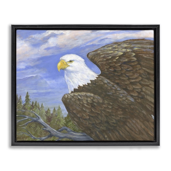 Stupell Industries Farmhouse Eagle Overlook from Tree Top Black Floating Frame Canvas Art, 21 x 17, by Paul Brent