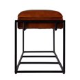 thumbnail image 4 of Beaumont Lane Transitional 62"W Leather and Iron Accent Bench in Brown, 4 of 5