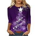 thumbnail image 2 of Holiday Gifts! Titcea Christmas Shirts for Women 3/4 Sleeve Crewneck Cute Christmas Print Pullover Sweaters 2024 Loose Comfort Casual Tops, 2 of 5