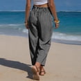 thumbnail image 5 of Miluxas Womens Summer Striped Cropped Pants Elastic Waist Drawstring Wide Leg Pants with Pockets for Daily Casual Wear Black, 5 of 6