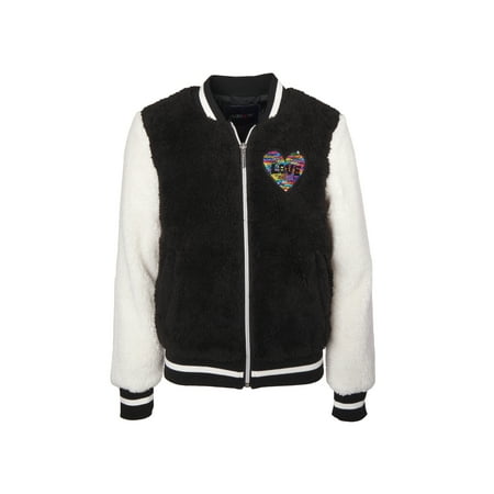 Limited Too Colorblock fuzzy fur bomber jacket (big girls)