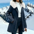 thumbnail image 2 of QATAINLAV Womens Winter Coat with Faux Fur Hood Thicken Zip Fleece Lined Long Puffer Jacket Warm Parkas Coats with Pockets, Navy, XL, 2 of 10