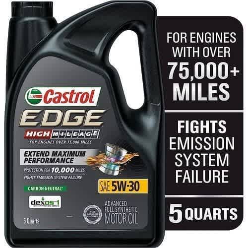 Castrol EDGE High Mileage Full Synthetic Engine Oil 5W-30 5 Quart