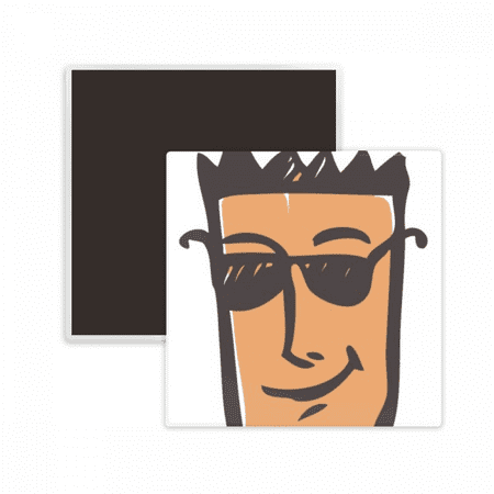 

Sunglass Face Sketch Happy Square Ceracs Fridge Magnet Keepsake Memento