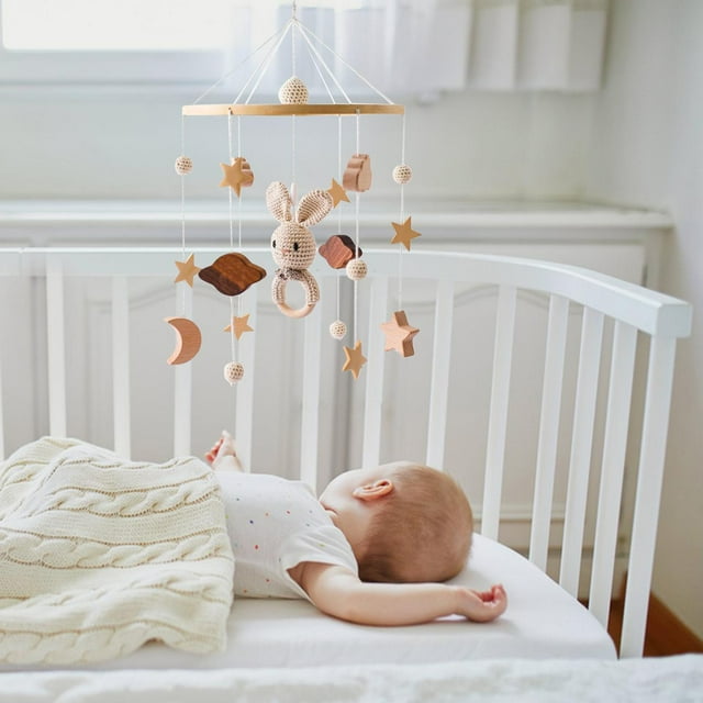 Móvil de bebé para cuna, móvil de cuna de bebé para y niñas, decoración de guardería Boho para decoración colgante de dormitorio infantil Conejo Salvador Móvil de cuna
