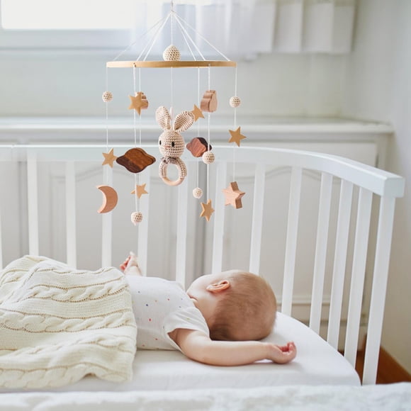 Móvil de bebé para cuna, móvil de cuna de bebé para y niñas, decoración de guardería Boho para decoración colgante de dormitorio infantil Conejo Salvador Móvil de cuna