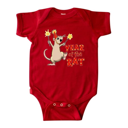 

Inktastic Year of the Rat with Sparklers in Red Party Hat Gift Baby Boy or Baby Girl Bodysuit