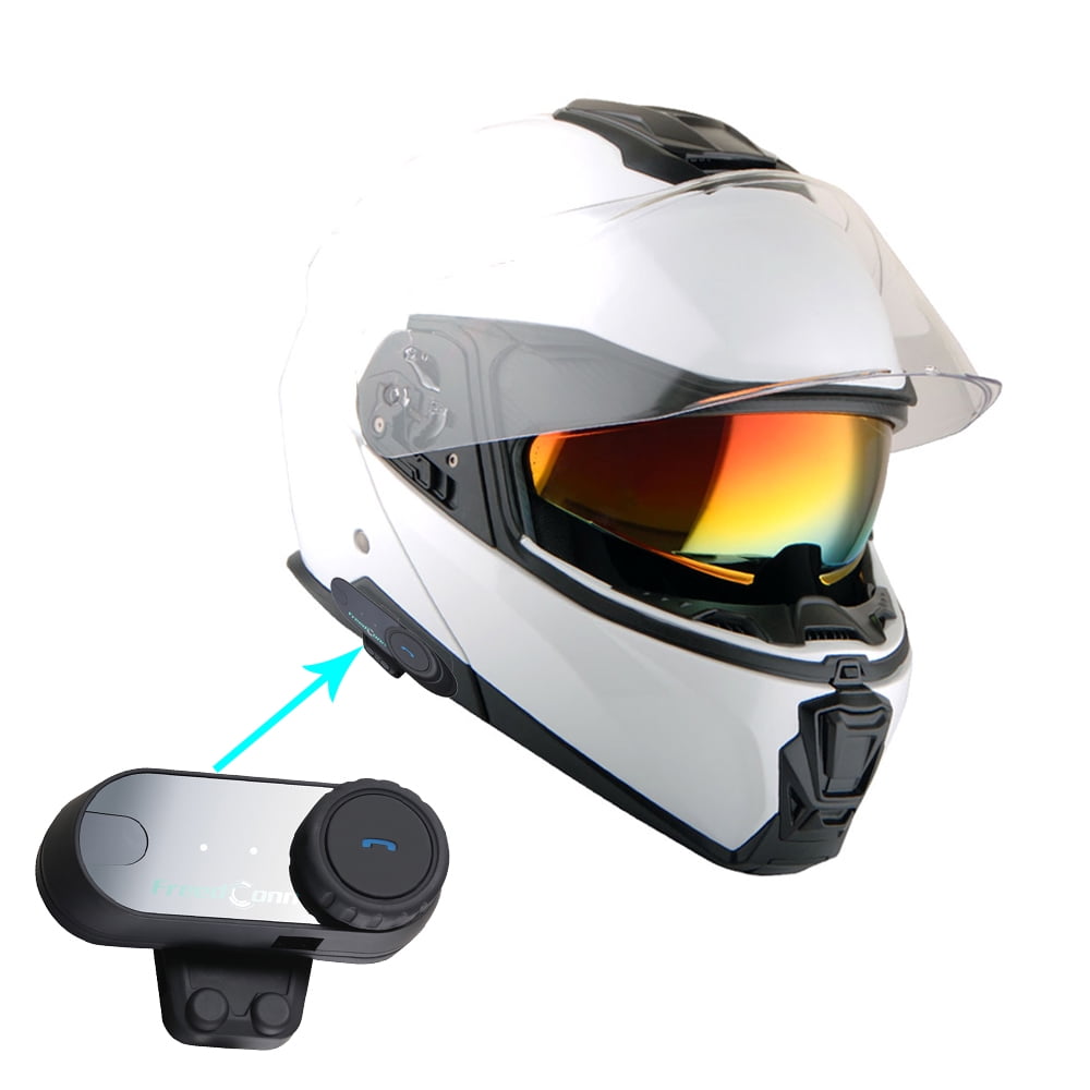 Bluetooth Integrated Motorcycle Helmets,Full Face Flip up Dual Visors Modular Motorcross Helmets Built-in Speaker Headset Microphone for Automatic Answering DOT Certification 