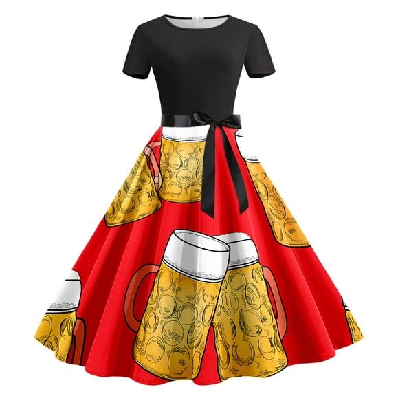 ZHUGeLI Women's Dress Maxi Wrap Dress German Dirndl Dress Bavarian Dirndl Beer Dress Stage Performance Costume