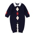 thumbnail image 1 of Xingqing Newborn Infant Baby Boy Christmas Long-sleeved Gentleman Geometric Pattern Printing Jumpsuit, 1 of 10