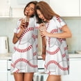 thumbnail image 4 of Yiaed Baseballs Print Women's Loose-Fit Short Sleeve Nightgown, Soft and Comfortable Sleep Dress for Relaxation and Sleepwear, 4 of 6